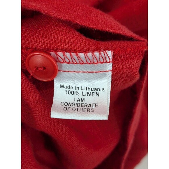 Vintage Flax 100% Linen Shacket Shirt Jacket Red Oversized Lagenlook Lagom Sz L - Picture 6 of 7